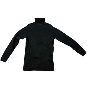 Duo Maternity Black Ribbed Fold-Down Turtleneck Sweater – 100% Cotton Size Large